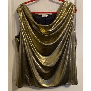 Vintage Danbury Women’s Size 2X Sleeveless Top Shirt Metallic Gold Shimmer Tank